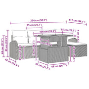 6 Piece Garden Dining Set with Beige Polyrattan and Acacia Cushions V6886 Vetonek