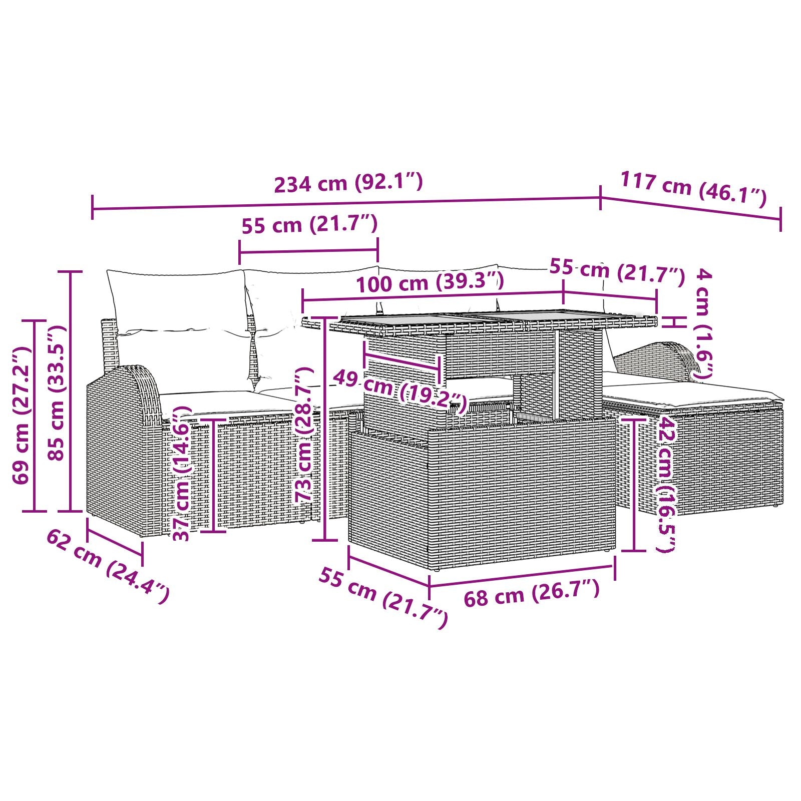 6 Piece Garden Dining Set with Beige Polyrattan and Acacia Cushions V6886 Vetonek