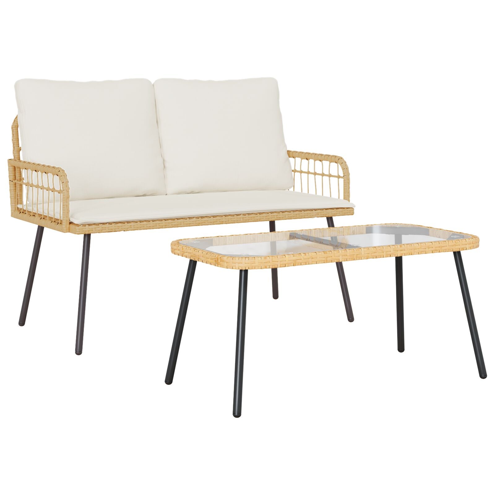 2-Piece Garden Dining Set with Natural Polyrattan Cushions V1402 Vetonek