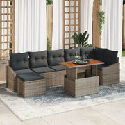 8-Piece Garden Dining Set with Acacia Polyrattan Gray Cushions V9801 Vetonek