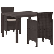 Juego de Comedor de Jardín Set de 3 Marrón Oscuro Polipropileno V6301 Vetonek