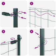 Juego de Postes de Cerca Set de 2 Verde Metal 10 x 0.5 m V8419 Vetonek