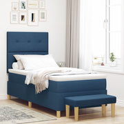Box Spring bed with mattress and blue bench 90x190 cm fabric V3148 Vetonek
