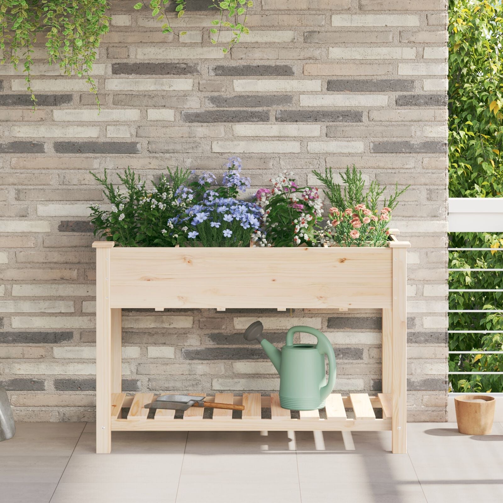 Jardín Planter con Rejillas 115x59x76 cm Madera Sólida de Pino V0685 Vetonek