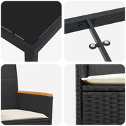 Conjunto de Comedor de Jardín  de 5 Piezas con Cojines Negro Poliratán V0084 Vetonek