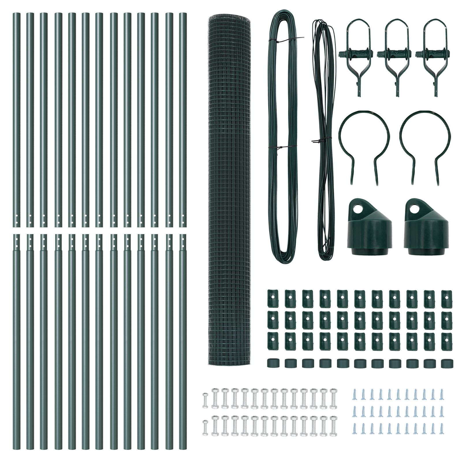 Cerca de Malla Soldada  con 13 Postes Verde 1.6x25 m de Acero V9065 Vetonek