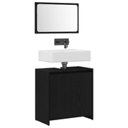 Armario de baño con espejo de madera de roble negro 60x33x61 cm de madera de ingeniería V9107 Vetonek