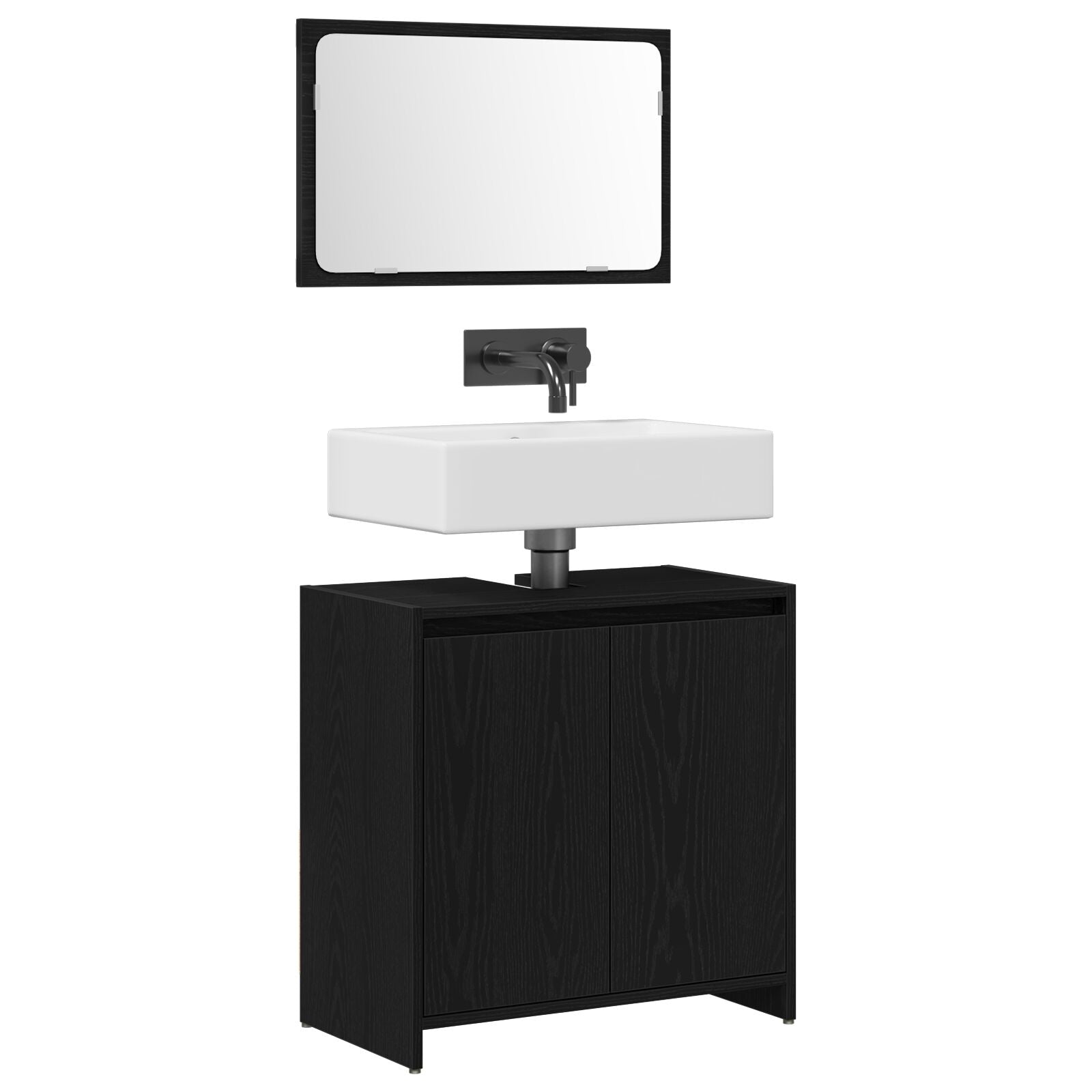 Armario de baño con espejo de madera de roble negro 60x33x61 cm de madera de ingeniería V9107 Vetonek