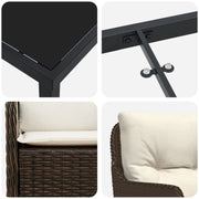 Conjunto de comedor de jardín  de 3 piezas con cojines Marrón Poliratán V0757 Vetonek