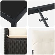 Set de Comedor de Jardín de 5 Piezas con Cojines Negras de Poliratán V5548 Vetonek