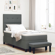 Box spring bed with mattress and bench dark gray 80x200 cm fabric V0710 Vetonek