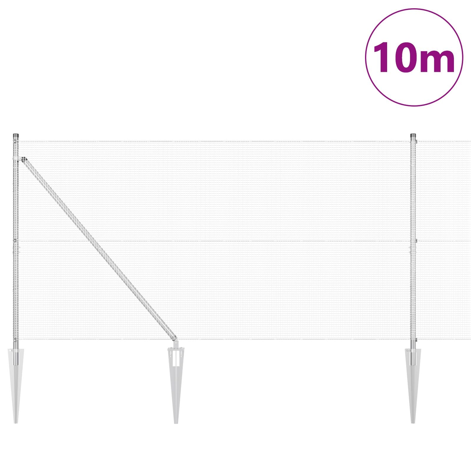 Cerca de Malla Soldada  con 7 Postes de Pica 10 x 1.4 m Acero Galvanizado V0979 Vetonek