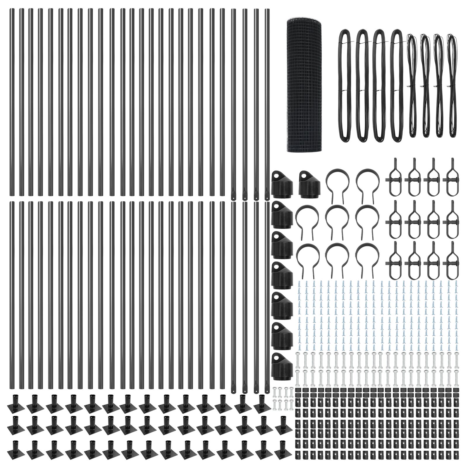 Clôture en fil soudé avec 7 poteaux à brides gris 0,6x100 m acier V7763 Vetonek
