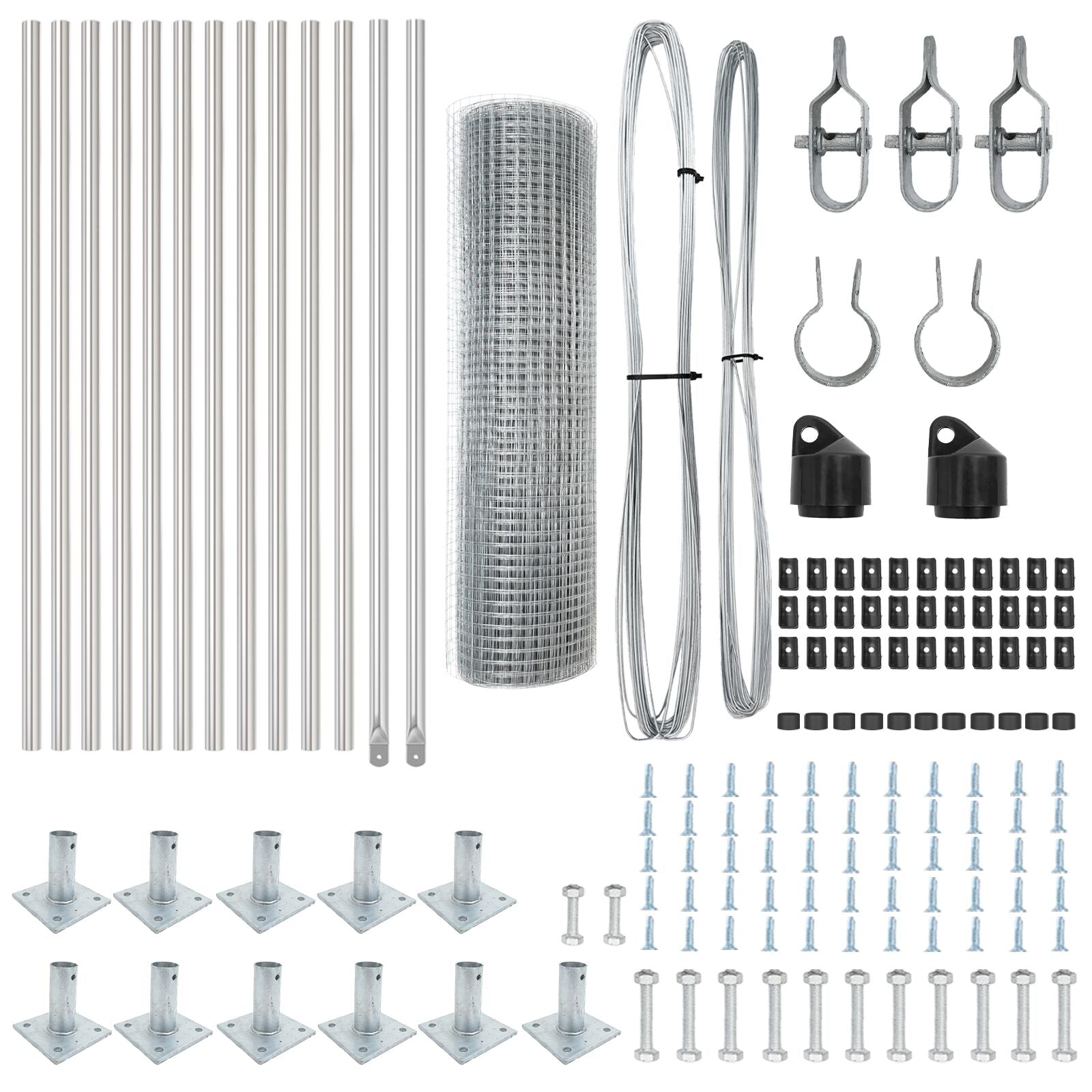 Cerca de Malla Soldada con 13 postes flanchados 0.6x25 m Acero Galvanizado V4724 Vetonek