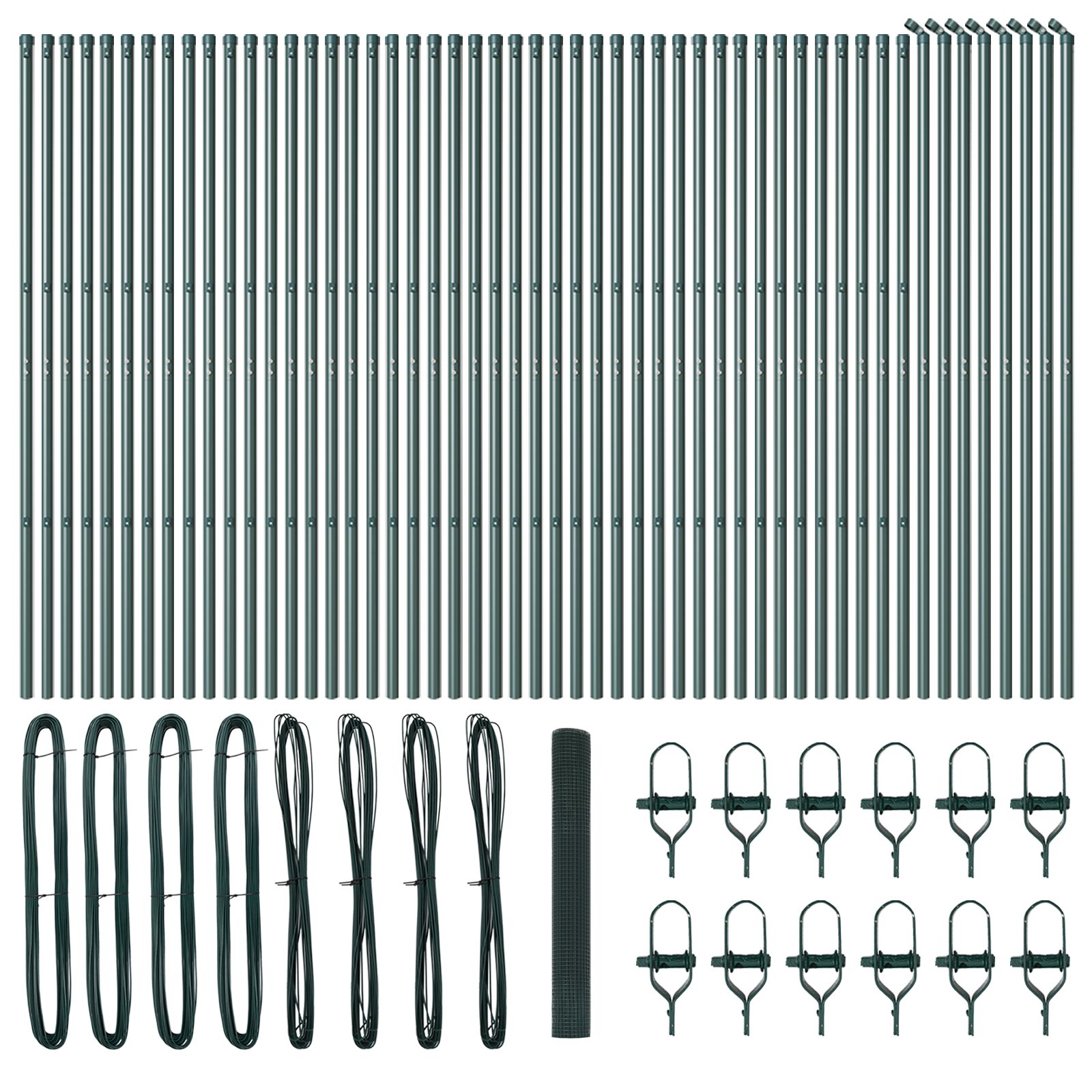 Clôture en fil soudé avec 13 poteaux vert 1x100 m acier V9546 Vetonek