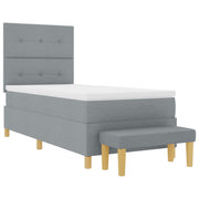 Box spring bed with mattress and light gray bench 90x190 cm fabric V3087 Vetonek