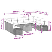 Conjunto de sofá de jardín de 10 piezas con cojines gris polirratán acacia V1141 Vetonek