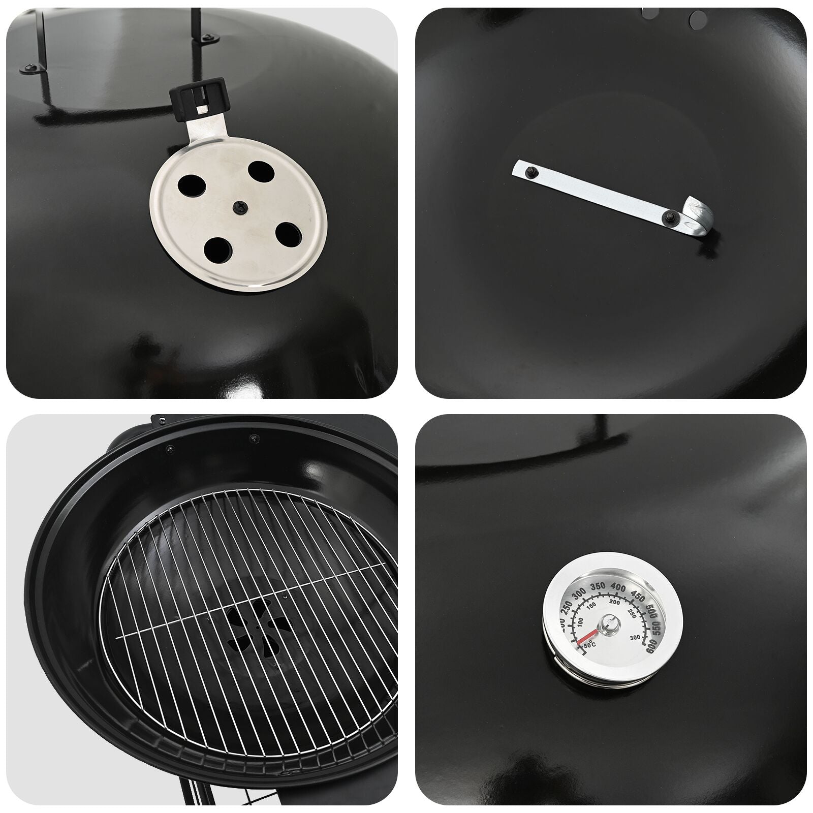 Carro de Barbacoa de Carbón con Tapa Negro 96x72x113 cm Metal V3171 Vetonek