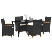 Set de Comedor de Jardín  de 5 Piezas con Cojines Negro Poliratán V0091 Vetonek