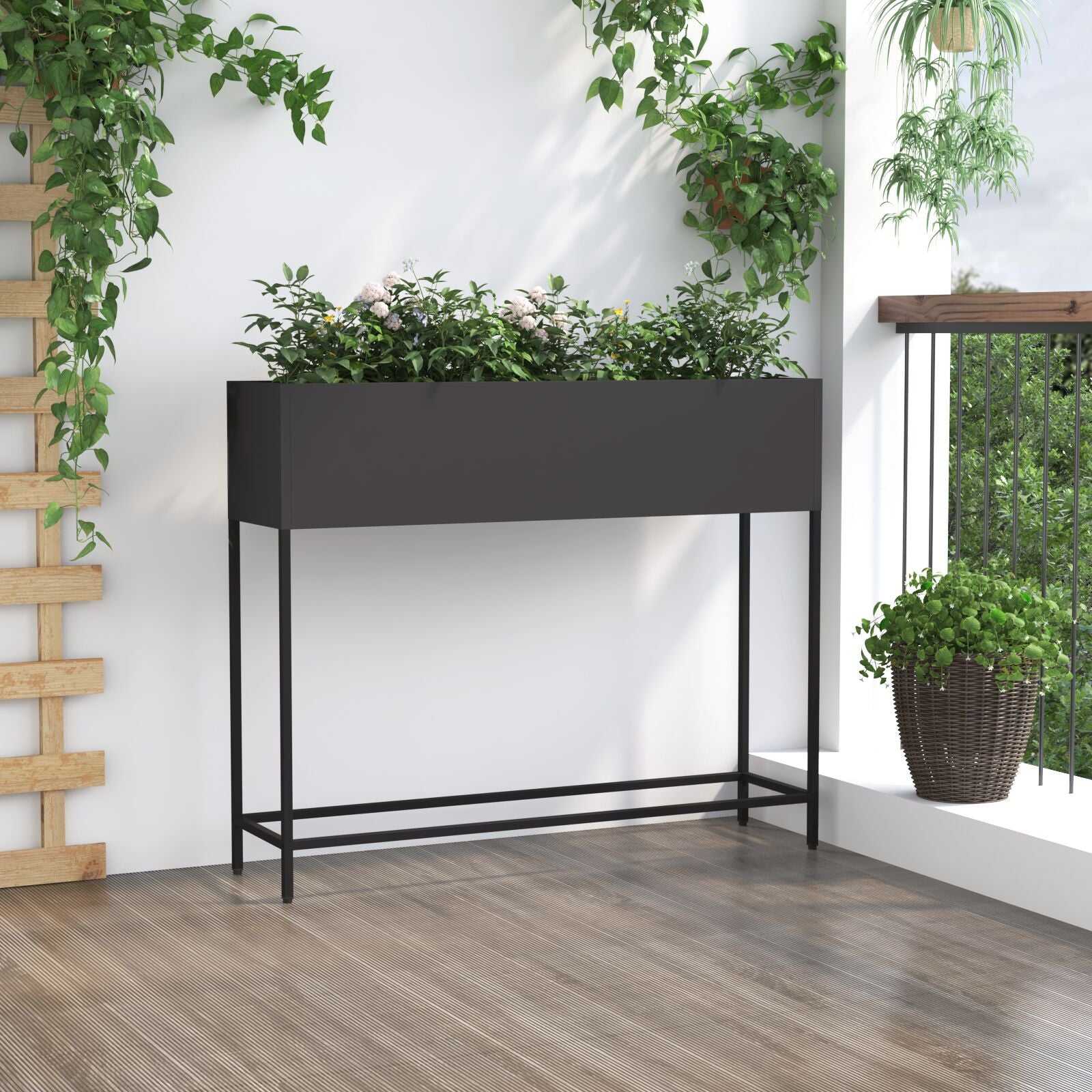 Huerto Elevado 100x26x82 cm Acero Negro V9647 Vetonek