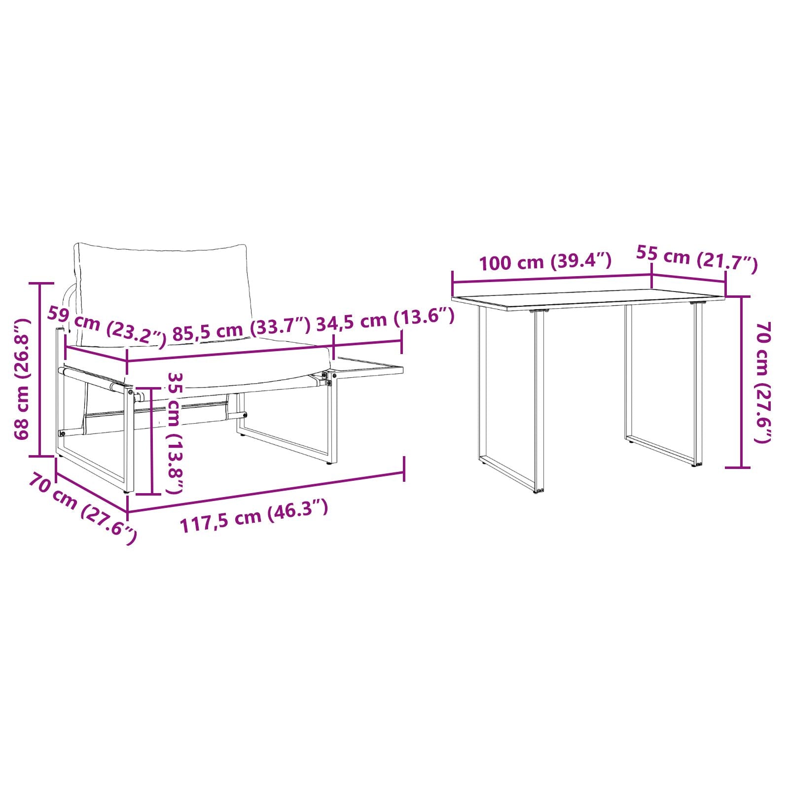 2-Piece Garden Dining Set Single Chair with Light Gray Cushions V9720 Vetonek