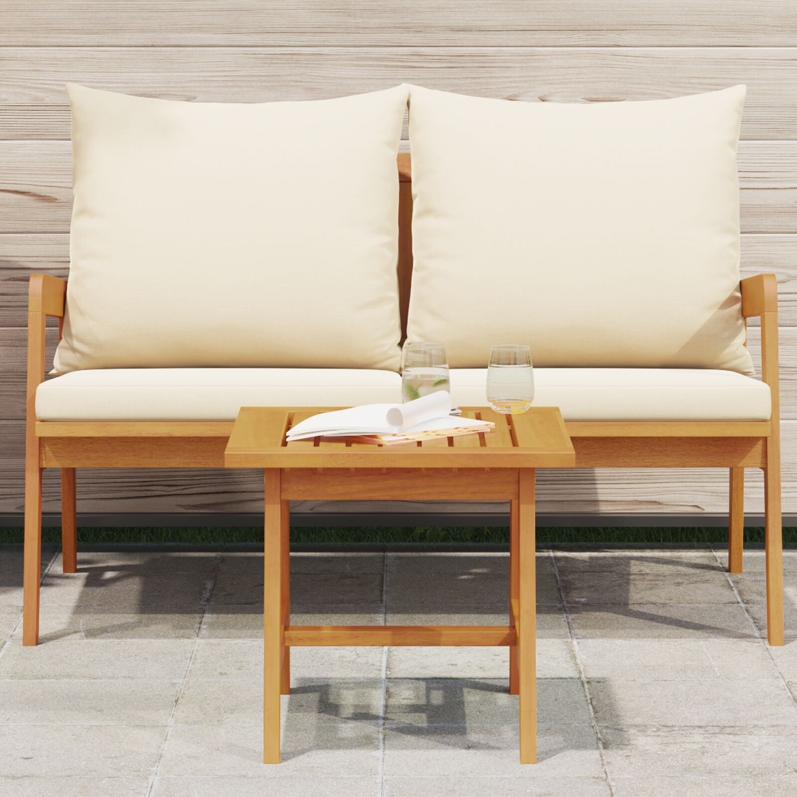 Mesa Lateral  45x45x40 cm Madera Maciza de Acacia V6456 Vetonek