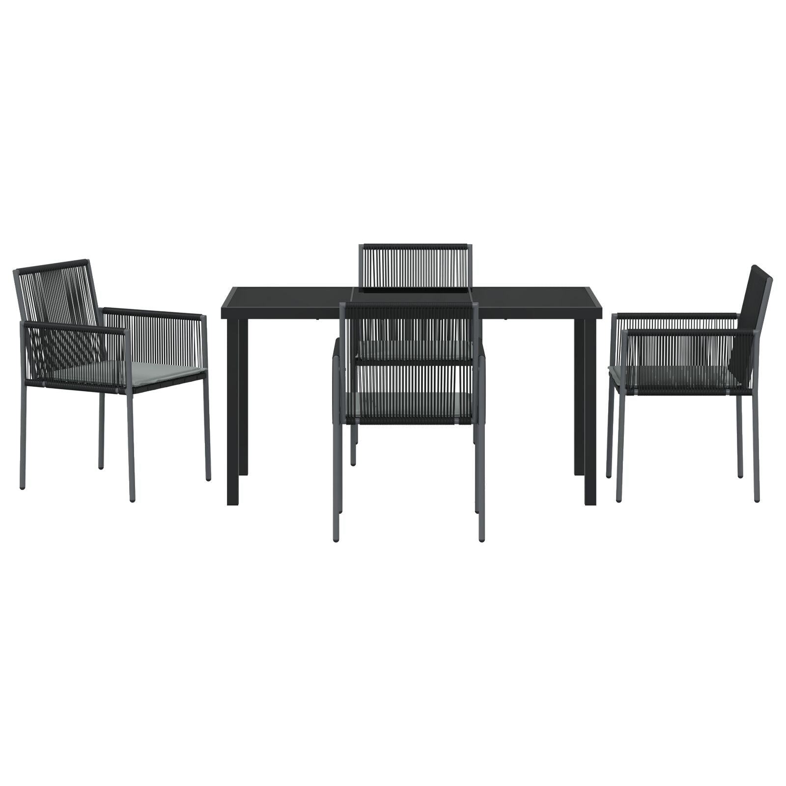 Conjunto de Comedor de Jardín  de 5 Piezas con Cojines Negro Poliratán V0369 Vetonek