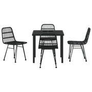 Conjunto de Comedor de Jardín de 5 Piezas  de Ratán Poliéster Negro V1267 Vetonek