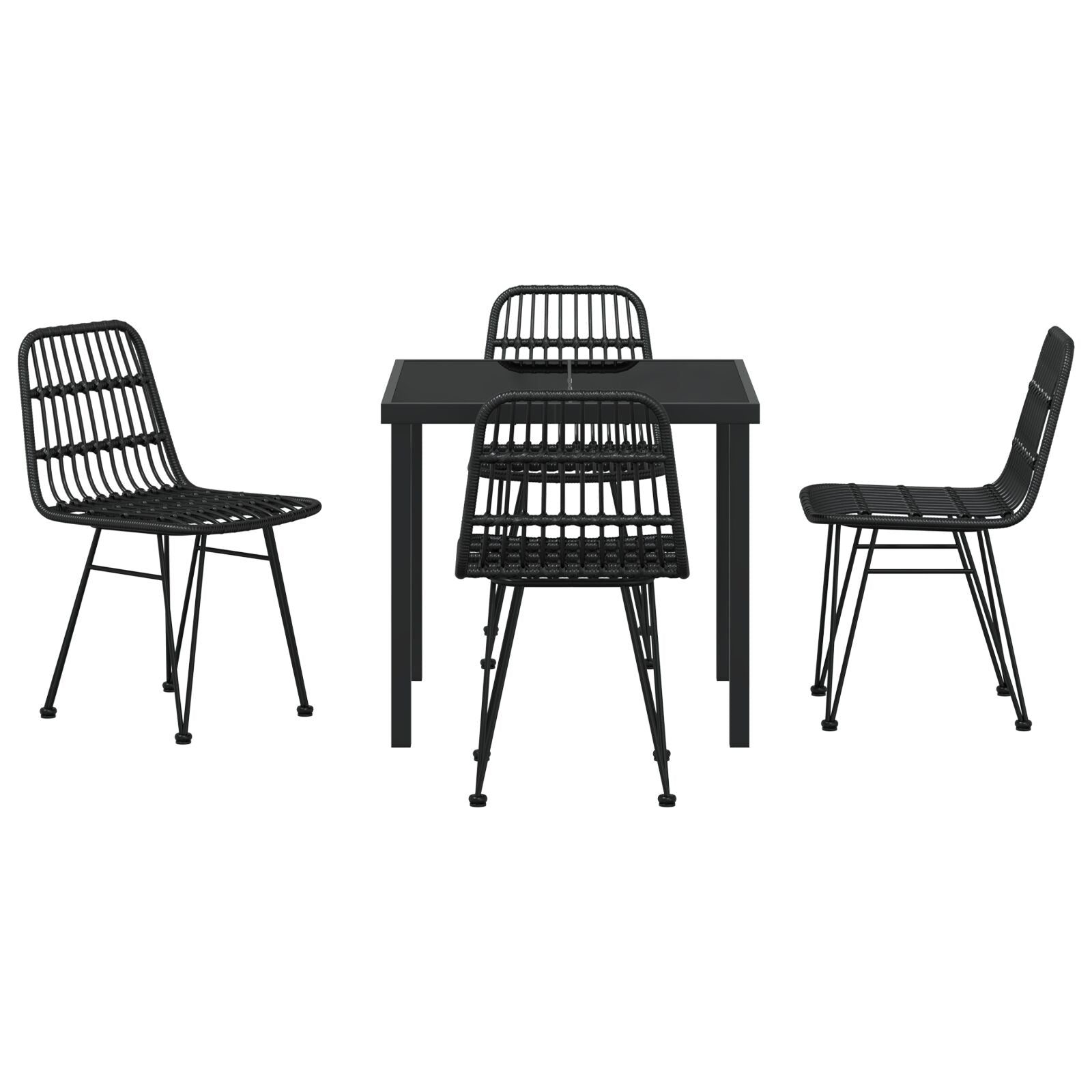 Conjunto de Comedor de Jardín de 5 Piezas  de Ratán Poliéster Negro V1267 Vetonek
