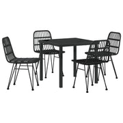 Conjunto de Comedor de Jardín de 5 Piezas  de Ratán Poliéster Negro V1267 Vetonek