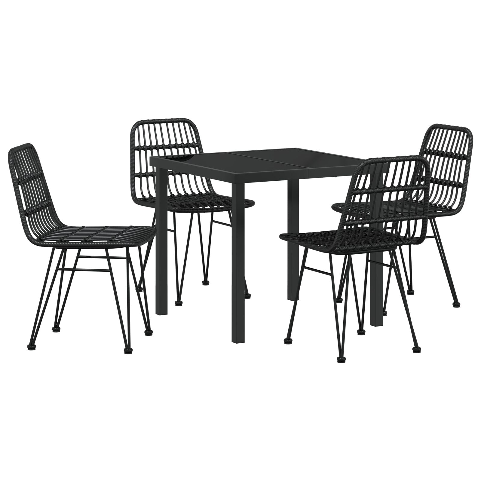 Conjunto de Comedor de Jardín de 5 Piezas  de Ratán Poliéster Negro V1267 Vetonek