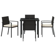 Conjunto de comedor de jardín de 5 piezas Poliratán negro V1618 Vetonek