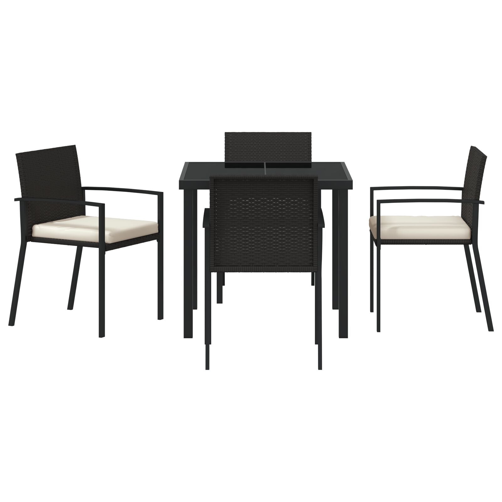 Conjunto de comedor de jardín de 5 piezas Poliratán negro V1618 Vetonek