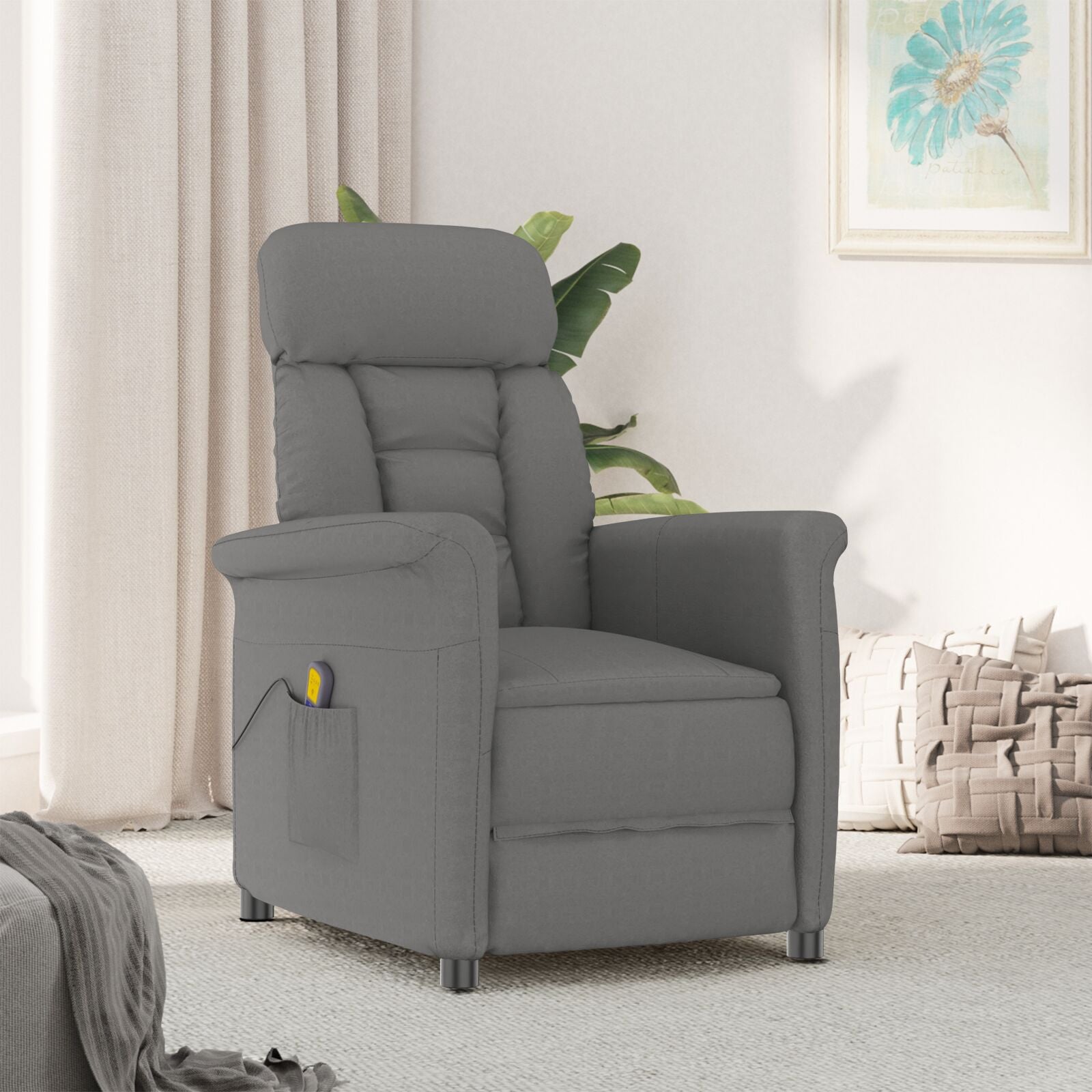 Massage Chair Dark Gray Microfiber Fabric V4197 Vetonek