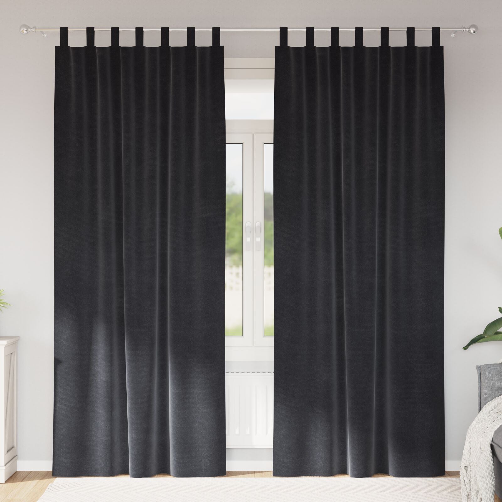 Blackout curtains with suspension ties 2 pcs Dark gray velvet V3280 Vetonek