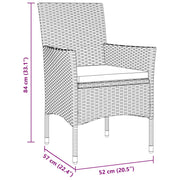 Conjunto de Comedor de Jardín de 3 Piezas Gris Ratán PE V6507 Vetonek