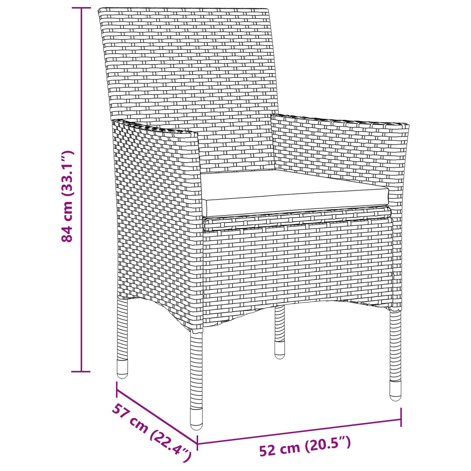 Conjunto de Comedor de Jardín de 3 Piezas Gris Ratán PE V6507 Vetonek
