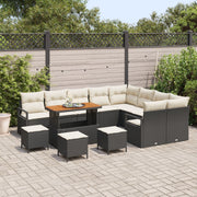 13-Piece Garden Sofa Set with Black Acacia Polyrattan Cushions, 2-Seater Garden Sofa with Storage and Black Polyrattan Cushions, 4-Piece Garden Dining Set with Black Acacia Polyrattan Cushions V6398 Vetonek
