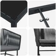 Juego de Comedor de Jardín de 7 Piezas con Cojines Negro Poliratán V8432 Vetonek