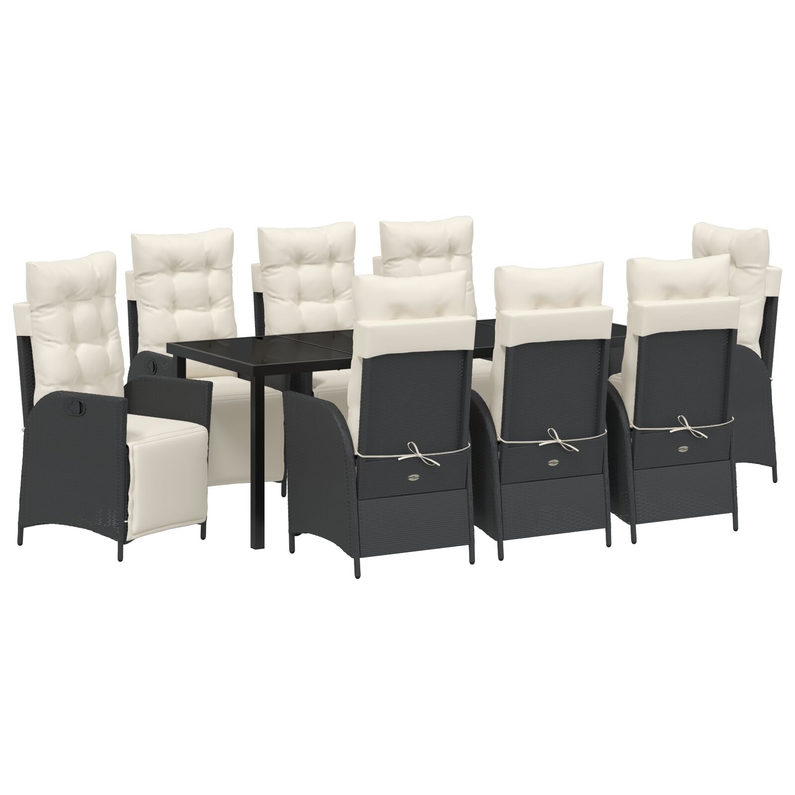 Conjunto de Comedor de Jardín de 9 Piezas Rattan Polímero Negro V4526 Vetonek