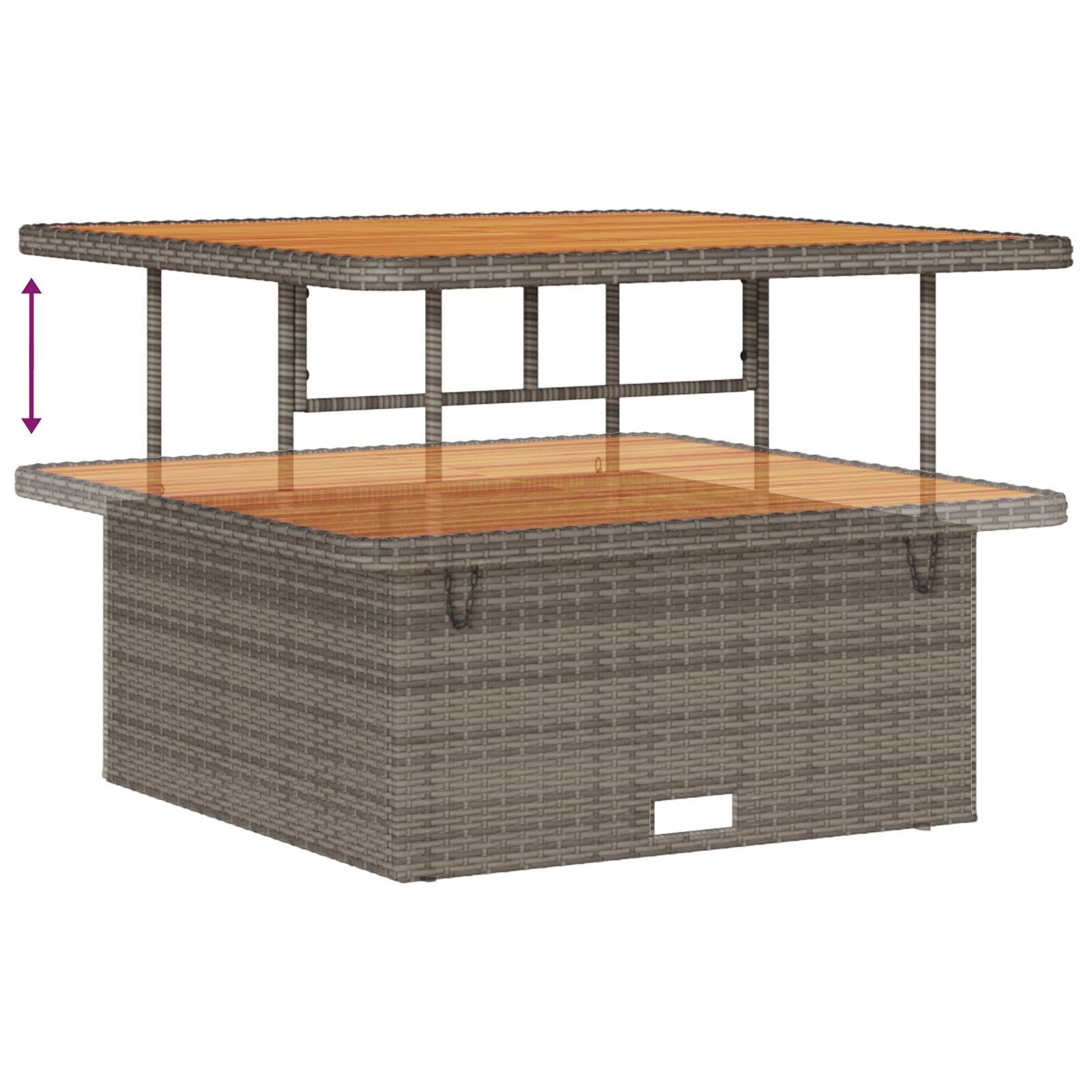 Conjunto de Comedor de Jardín de 3 Piezas con Cojines en Gris de Poliratán y Acacia V0124 Vetonek