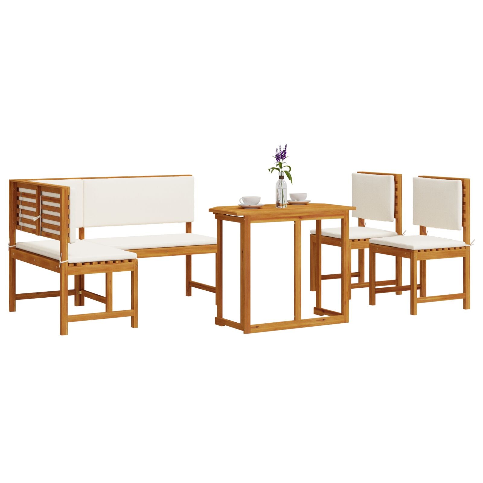 4 Piece Garden Dining Set with Cushions - Solid Acacia Wood V2133 Vetonek