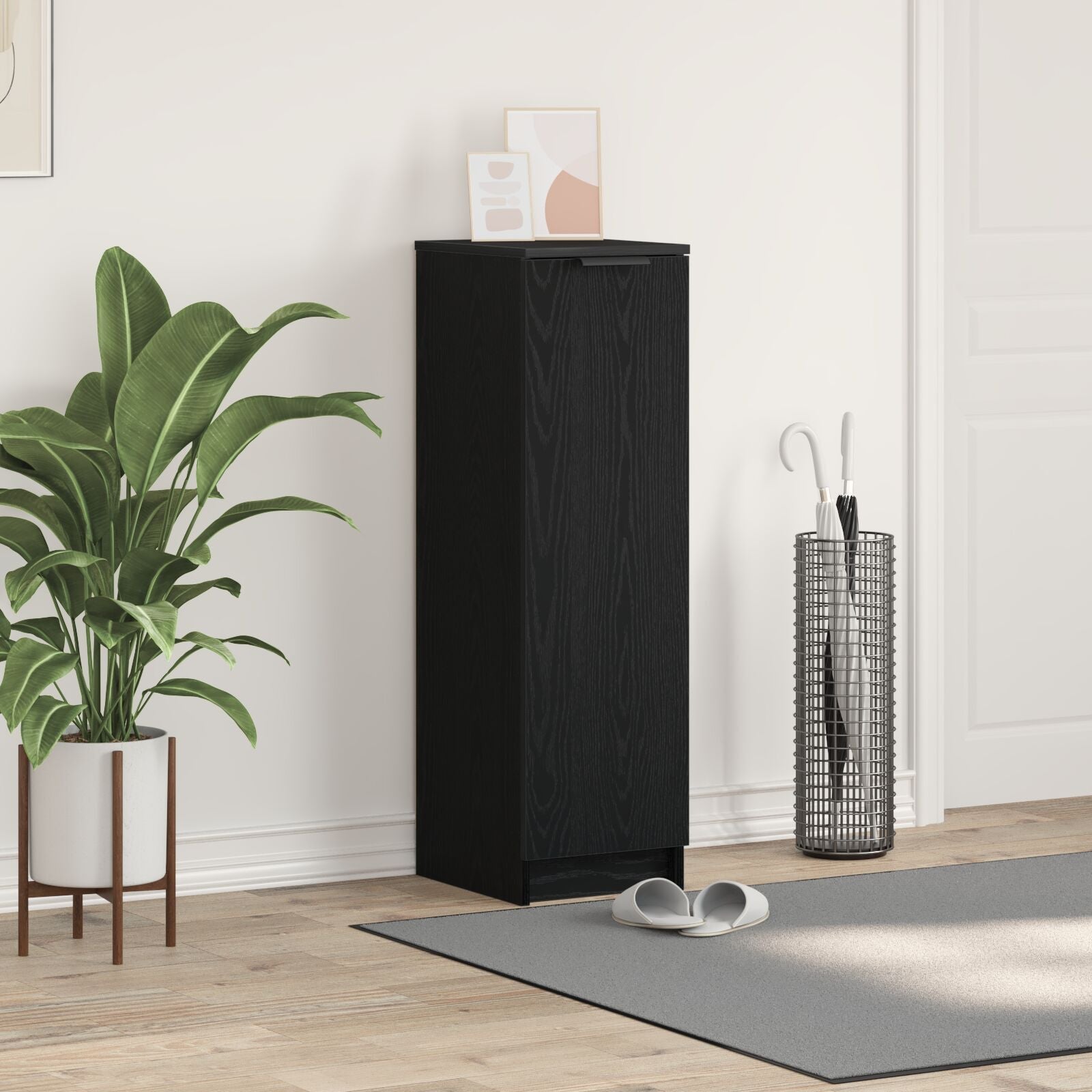 Armario para zapatos Negro Roble 29,5x35x100,5 cm Madera V5042 Vetonek