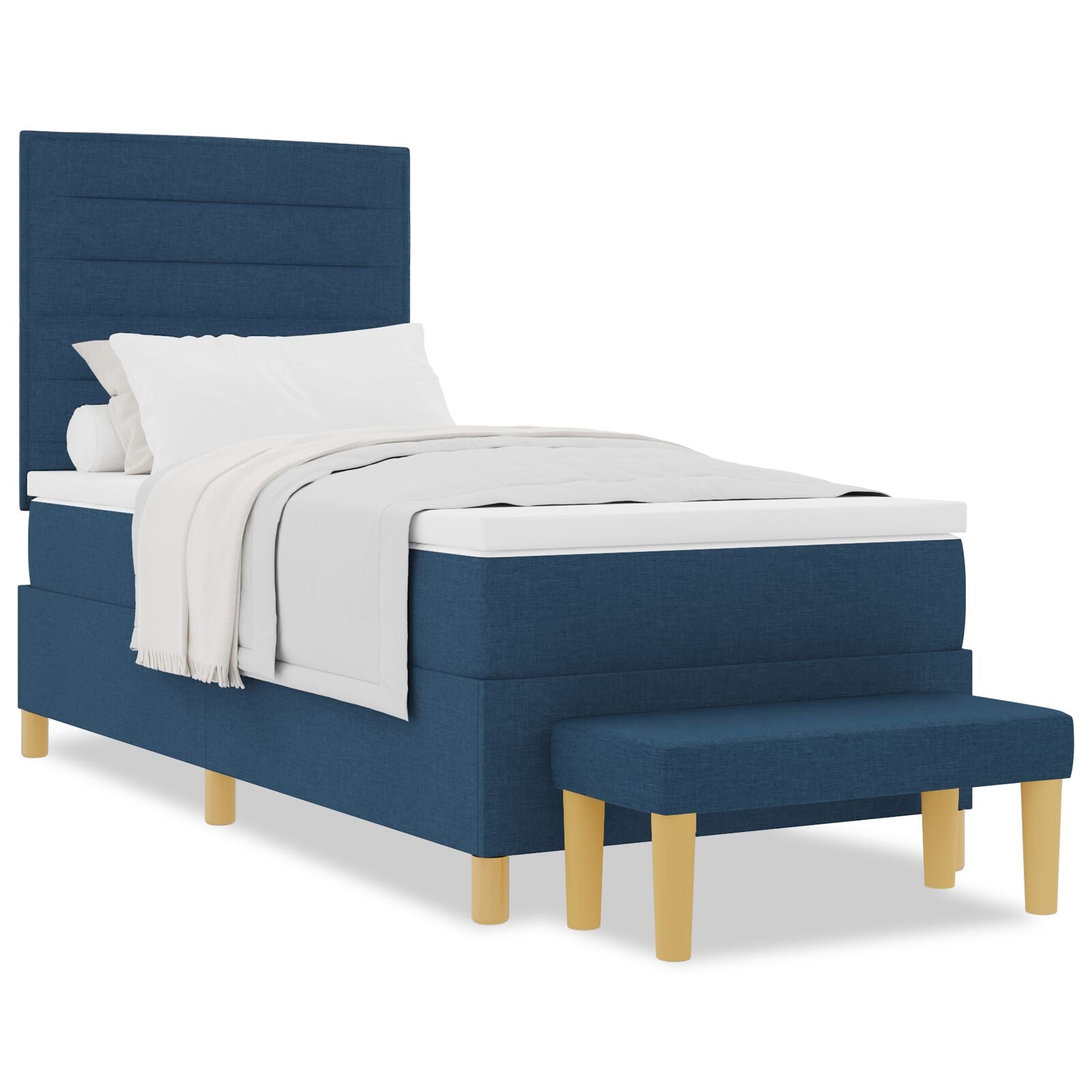 Bed frame with mattress Set of 2 Blue Fabric 90 x 190 cm V2370 Vetonek
