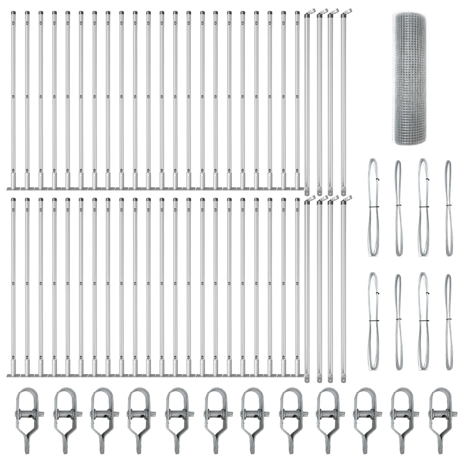 Clôture en fil soudé avec 13 poteaux avec bride 1x100 m en acier galvanisé V5462 Vetonek