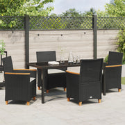 Set de Comedor de Jardín  de 5 Piezas con Cojines Negro Poliratán V0091 Vetonek