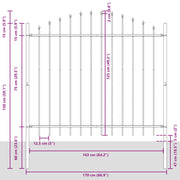 VidaXL Cerca de Jardín con Parte Superior en Arco Blanca 10,2x1,25 m de Acero V1308 Vetonek