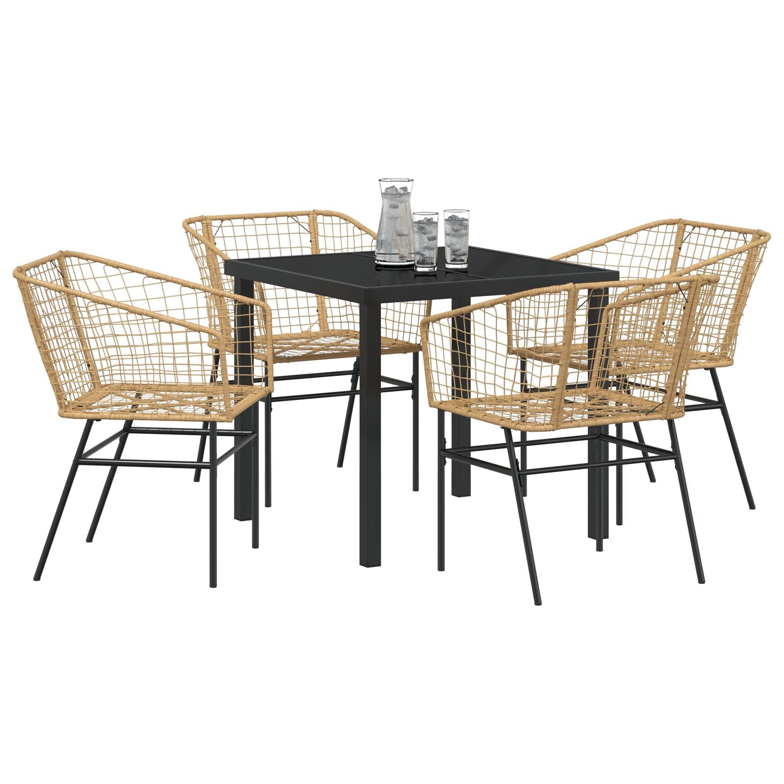 Set de Comedor de Jardín  de 5 Piezas en Poliratán Marrón V8180 Vetonek