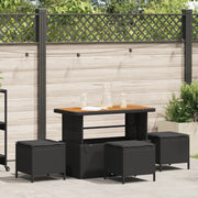 4-Piece Garden Dining Set with Black Polyrattan and Acacia Cushions V0230 Vetonek