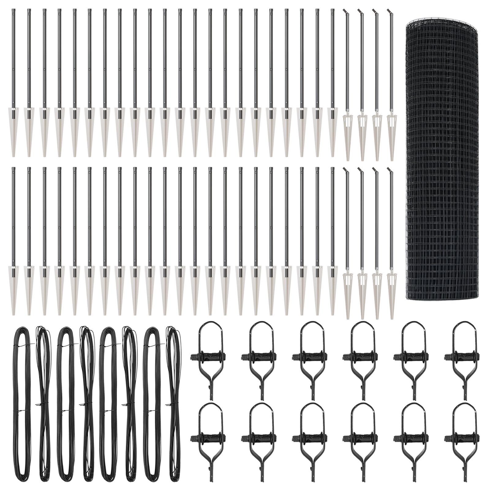 Clôture en fil soudé avec 13 poteaux à pointes gris 1x100 m acier V4267 Vetonek